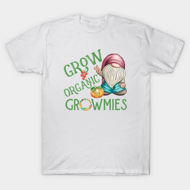 Grow Organic Garden Gnomes Local Farmer T-Shirt by Funny Stuff Club